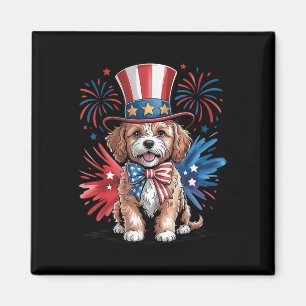Cute Cavapoo Dog Patriotic Hat Independence Day 4t Magnet