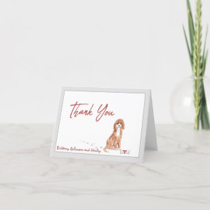 Cute Cavapoo Pet Dog Personalize Bone Ribbon Letterpress Thank You Card