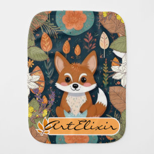 Cute Cayote Vintage Leaves Print Baby Burp Cloth