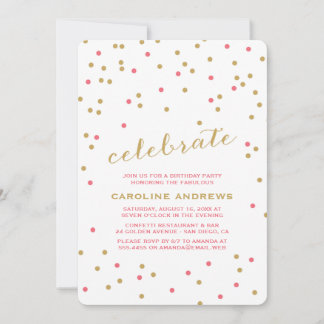 Cute Celebrate Confetti Dots Birthday Party Invitation