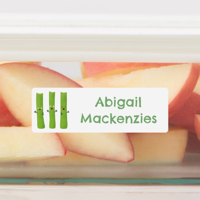 Cute celery sticks cartoon vegetables personalized labels (Affixed)