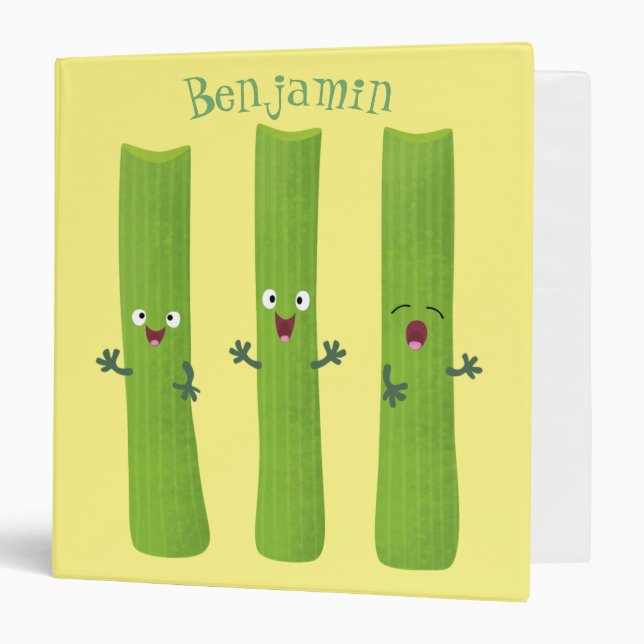 Cute celery sticks trio cartoon vegetables 3 ring binder (Front/Inside)