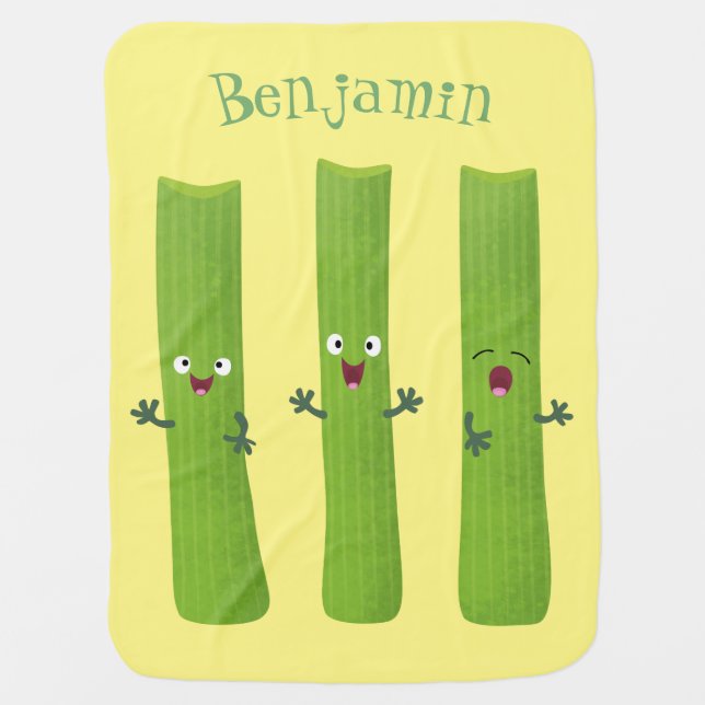 Cute celery sticks trio cartoon vegetables baby blanket (Front)