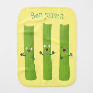 Cute celery sticks trio cartoon vegetables baby burp cloth