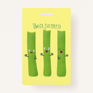 Cute celery sticks trio cartoon vegetables badge