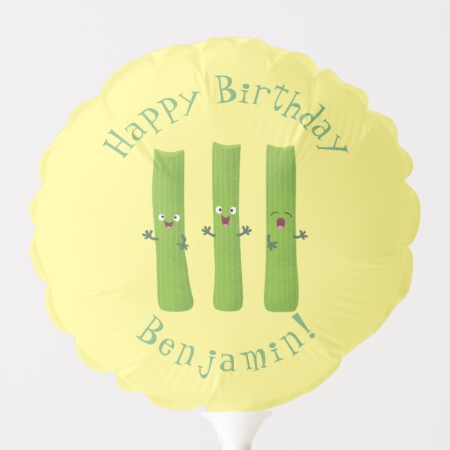 Cute celery sticks trio cartoon vegetables balloon (Front)