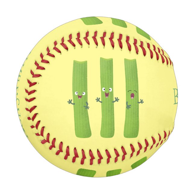 Cute celery sticks trio cartoon vegetables baseball (Front Left)