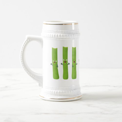 Cute celery sticks trio cartoon vegetables beer stein