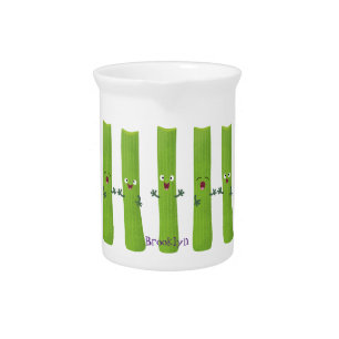 Cute celery sticks trio cartoon vegetables beverage pitcher
