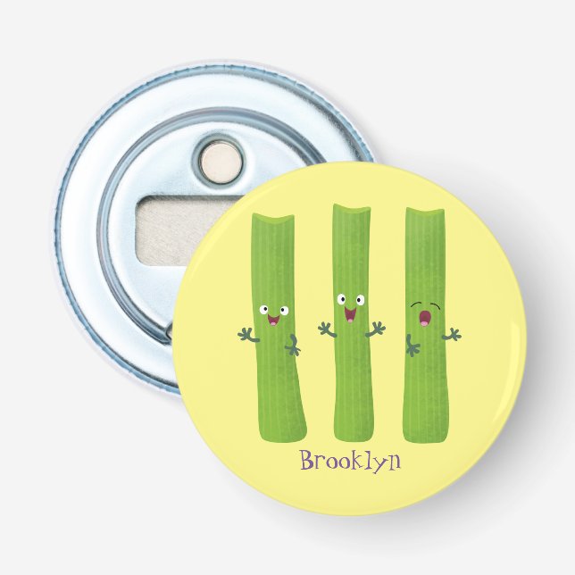 Cute celery sticks trio cartoon vegetables bottle opener (Front)