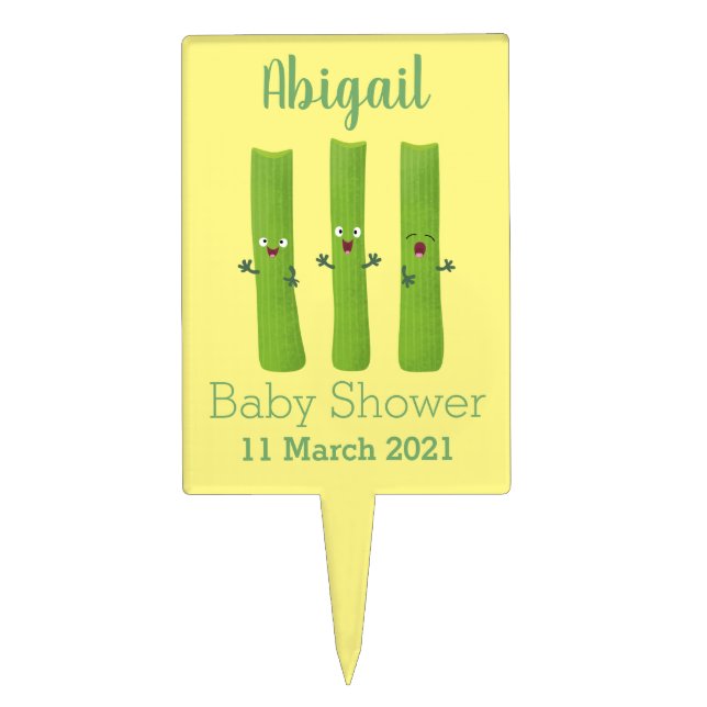 Cute celery sticks trio cartoon vegetables cake topper (Front)