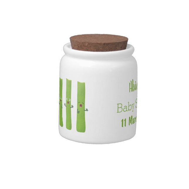 Cute celery sticks trio cartoon vegetables candy jar (Left)