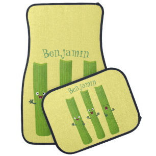Cute celery sticks trio cartoon vegetables car floor mat