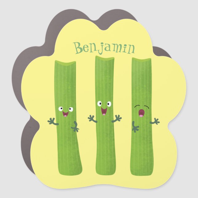 Cute celery sticks trio cartoon vegetables car magnet (Front)