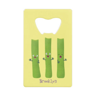 Cute celery sticks trio cartoon vegetables credit card bottle opener