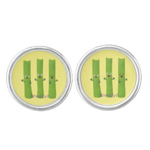 Cute celery sticks trio cartoon vegetables cufflinks