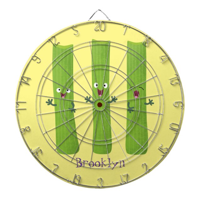 Cute celery sticks trio cartoon vegetables dart board (Front)