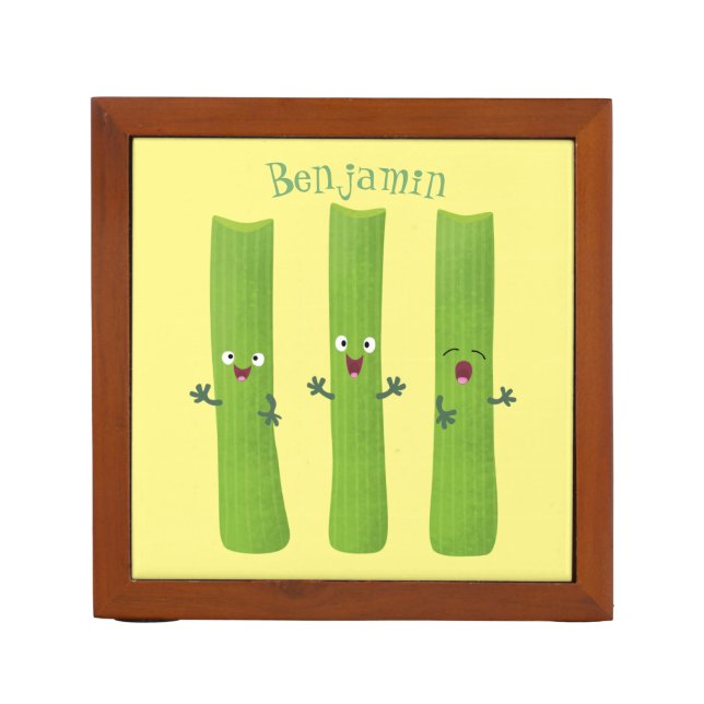 Cute celery sticks trio cartoon vegetables desk organizer (Front)