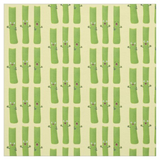 Cute celery sticks trio cartoon vegetables fabric