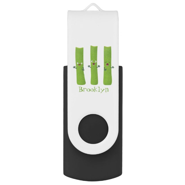 Cute celery sticks trio cartoon vegetables flash drive (Front Vertical)