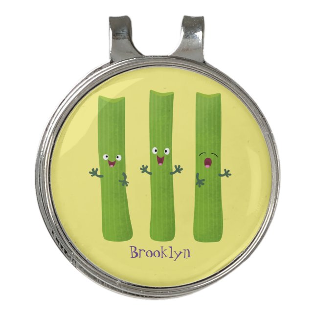 Cute celery sticks trio cartoon vegetables golf hat clip (Front)