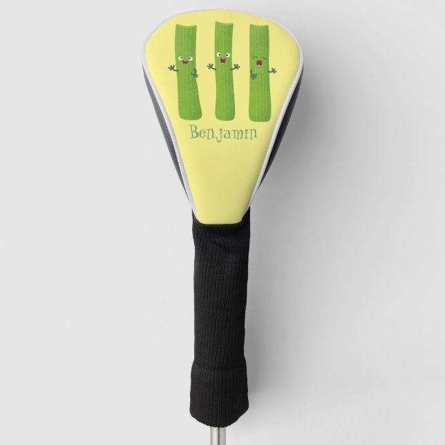Cute celery sticks trio cartoon vegetables golf head cover (Front)