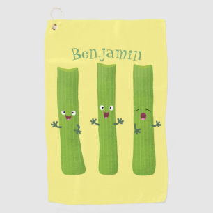 Cute celery sticks trio cartoon vegetables golf towel