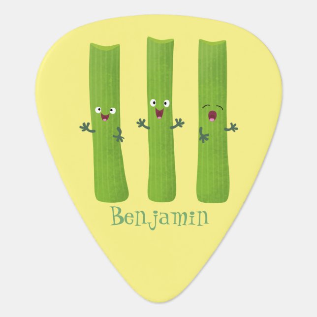 Cute celery sticks trio cartoon vegetables guitar pick (Front)