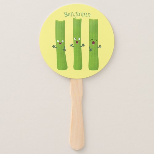 Cute celery sticks trio cartoon vegetables hand fan