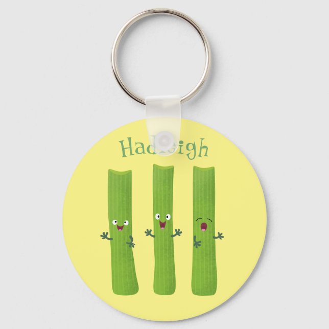 Cute celery sticks trio cartoon vegetables keychain (Front)