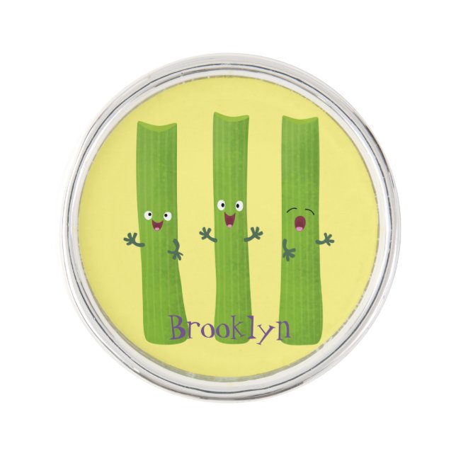 Cute celery sticks trio cartoon vegetables lapel pin (Front)