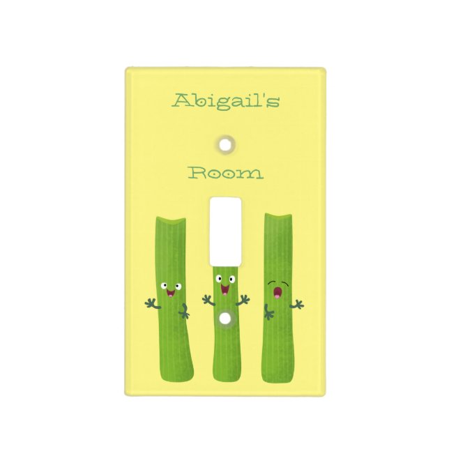 Cute celery sticks trio cartoon vegetables light switch cover (Front)