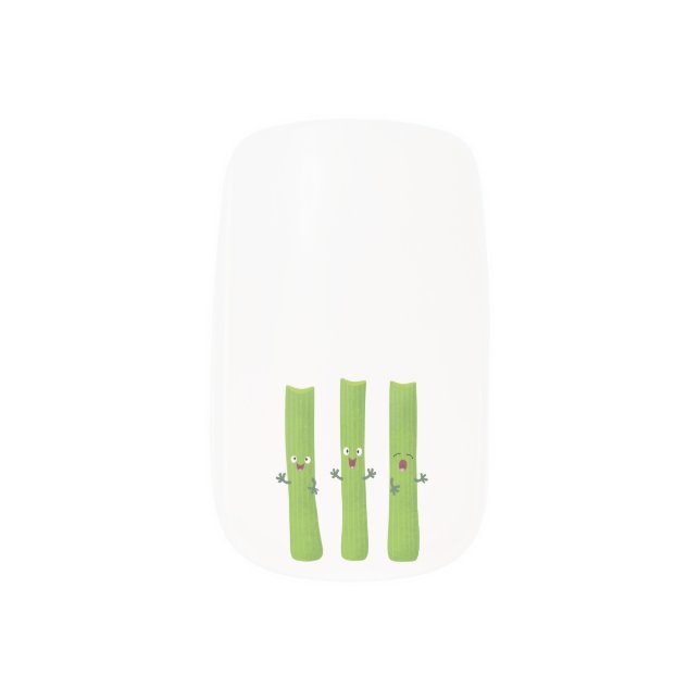 Cute celery sticks trio cartoon vegetables minx nail art (Left Thumb)