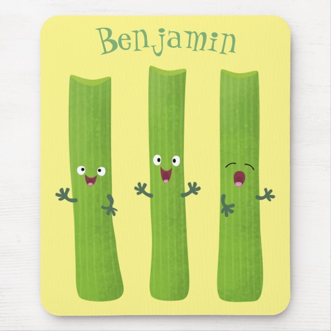 Cute celery sticks trio cartoon vegetables mouse pad (Front)