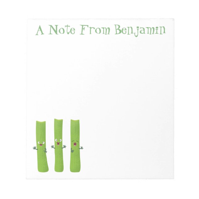Cute celery sticks trio cartoon vegetables notepad (Front)