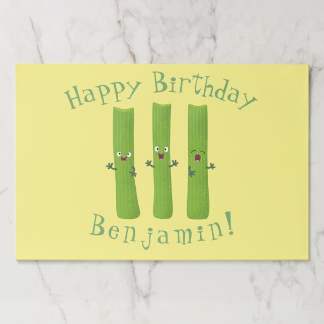 Cute celery sticks trio cartoon vegetables paper pad (Front)