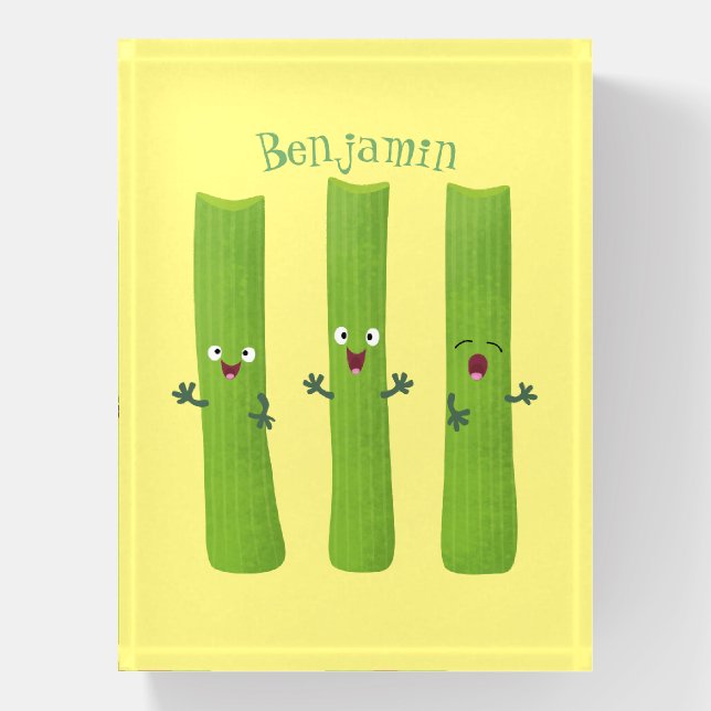Cute celery sticks trio cartoon vegetables paperweight (Vertical)