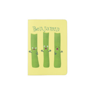Cute celery sticks trio cartoon vegetables passport holder
