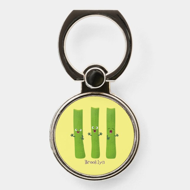 Cute celery sticks trio cartoon vegetables phone ring stand (Front)
