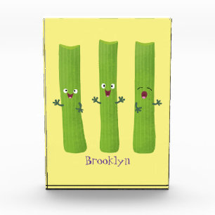 Cute celery sticks trio cartoon vegetables photo block