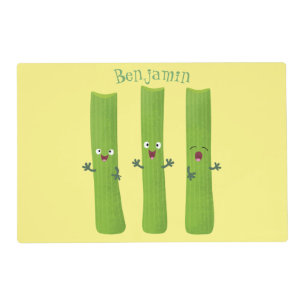Cute celery sticks trio cartoon vegetables placemat