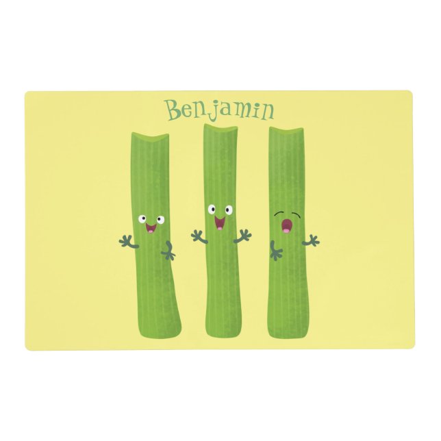 Cute celery sticks trio cartoon vegetables placemat (Front)