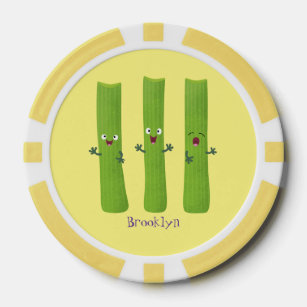 Cute celery sticks trio cartoon vegetables poker chips