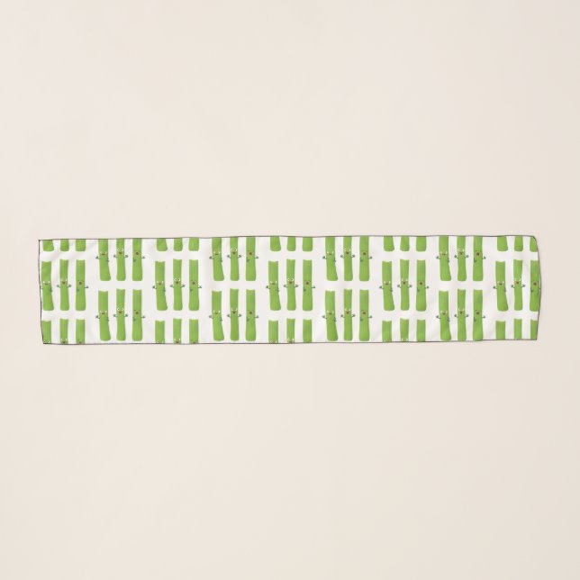 Cute celery sticks trio cartoon vegetables scarf (Front (Horizontal))