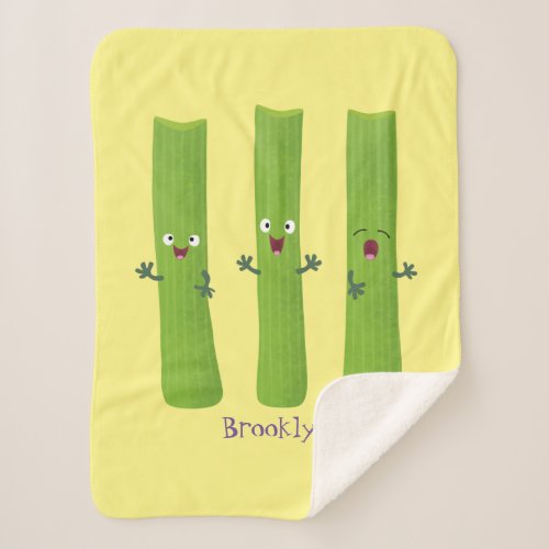 Cute celery sticks trio cartoon vegetables  sherpa blanket