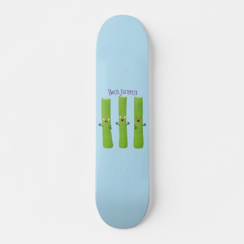 Cute celery sticks trio cartoon vegetables skateboard