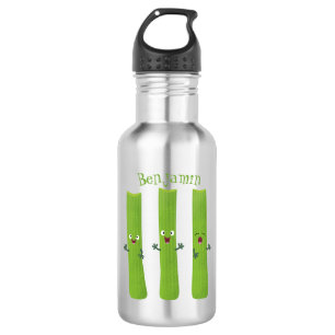 Cute celery sticks trio cartoon vegetables stainless steel water bottle