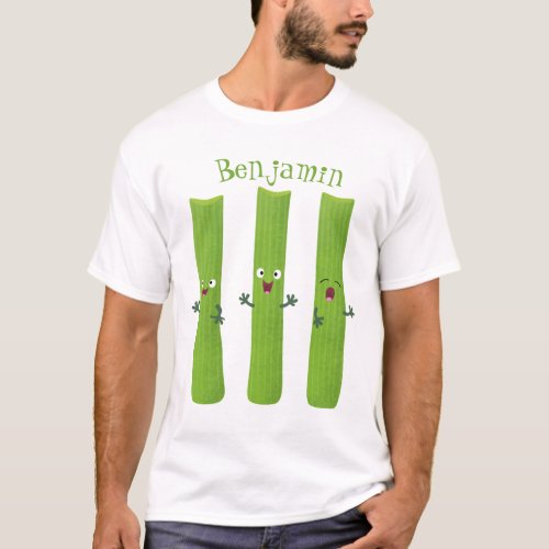 Cute celery sticks trio cartoon vegetables T_Shirt