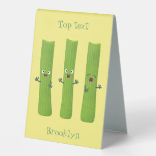 Cute celery sticks trio cartoon vegetables table tent