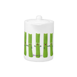 Cute celery sticks trio cartoon vegetables teapot
